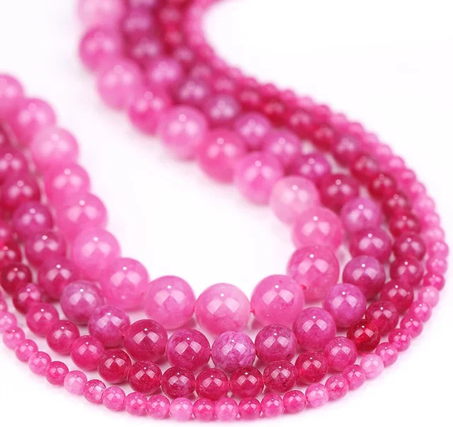 SANSWL Perle, Rosa Jaspis, Runde Perlen, Unisex - Bild 1