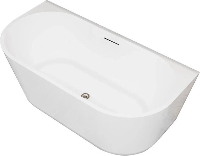 AICA Freistehende Badewanne in Weiß aus Acryl inklusive Ablauf und Überlauf, B/T: 150 x 75 cm - Bild 1