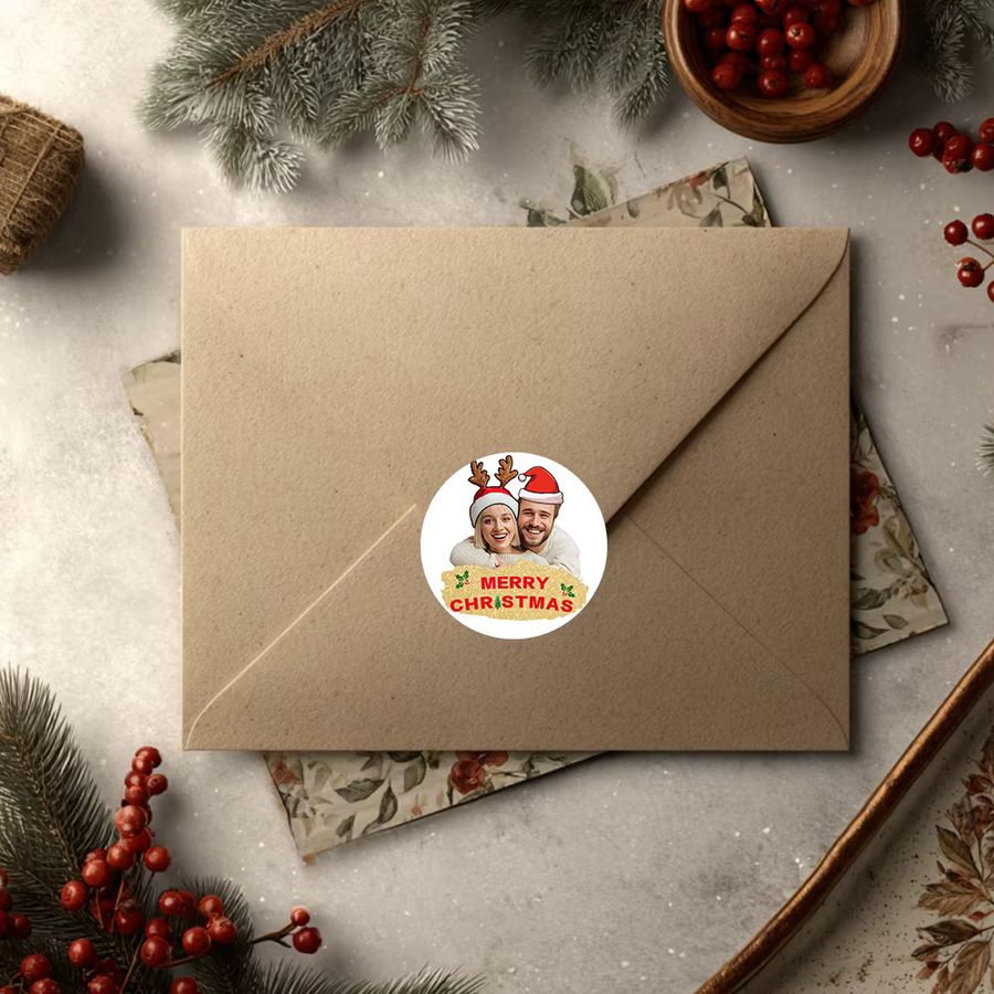 Personalisierte Foto-Weihnachtsaufkleber von WEIGAO zur Dekoration von Weihnachtsgeschenken und Dekoartikeln - Bild 2