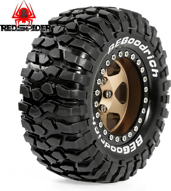RS Rock Crawler Reifen und Felgen, 4-teiliges Set, 1:12, Schwarz - Bild 1