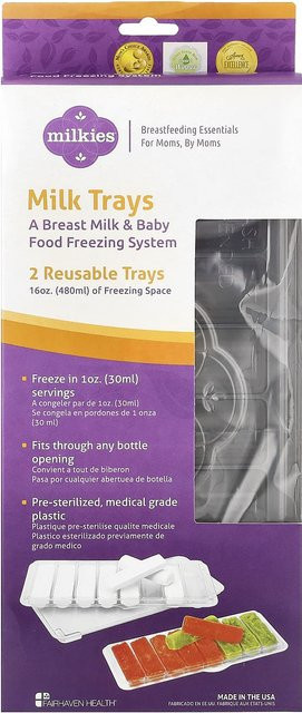Milkies Milk Tray Wiederverwendbare Aufbewahrungsschalen aus Polypropylen, 2 Stück, transparent, BPA-frei und gefriersicher - Bild 1