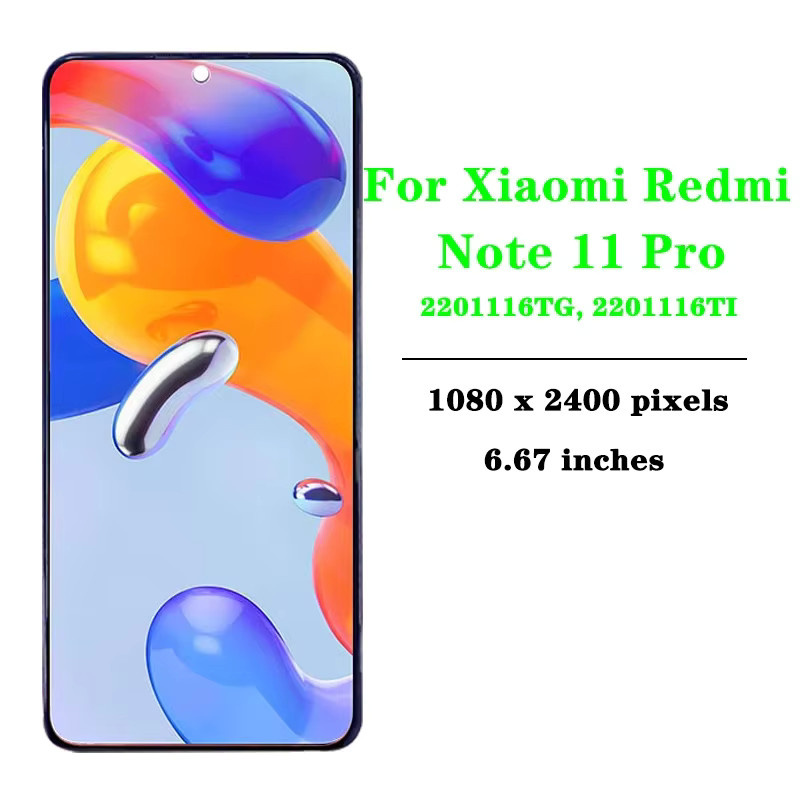 Xiaomi Redmi Note 11 Pro 5G Super AMOLED Display mit Touchscreen Digitizer und Rahmen in Schwarz, 6,67 Zoll - Bild 2