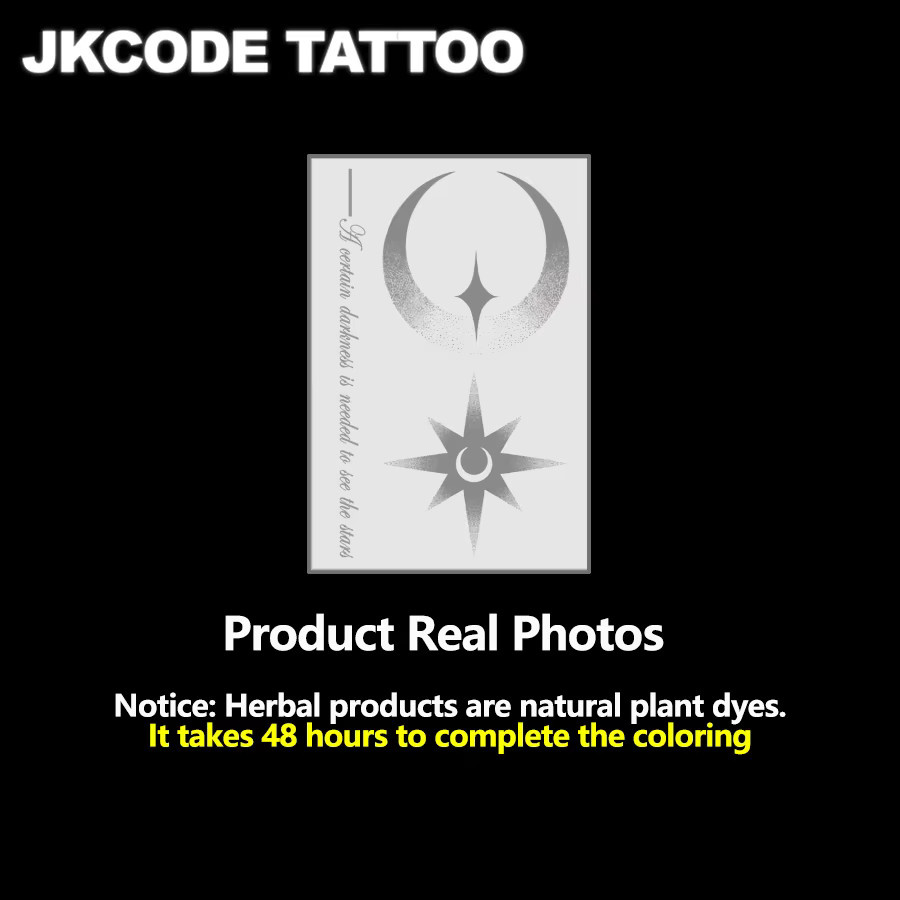 JKCODE TATTOO Halbmond-Stern Kräuter-Tattoo-Aufkleber, Unisex - Bild 2