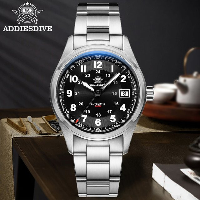 ADDIESDIVE Automatikuhr, Edelstahl, Schwarz, 39 mm, Herren - Bild 1