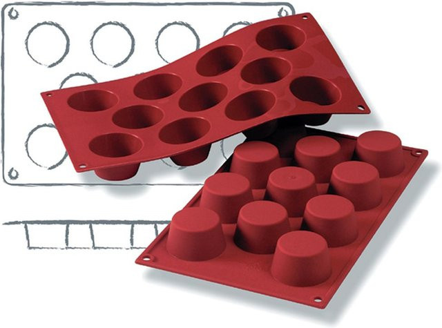 Schneider Silikon-Backform Muffin Mini, rot, rechteckig, 50 ml, B/T/H: 17,5 x 17,5 x 2,8 cm - Bild 1