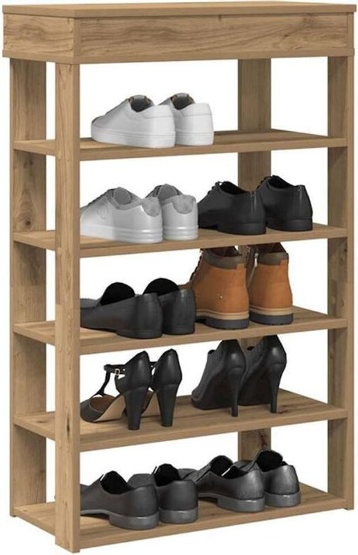 Vidaxl Schuhregal Artisan-Eiche in Braun und Eiche Natur aus Holzwerkstoff, B/T/H: 60 x 30 x 98 cm - Bild 1