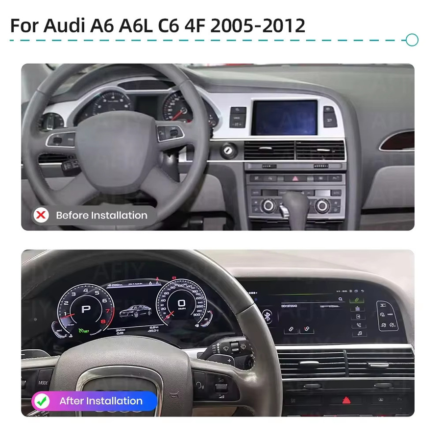 YANFU Digitales Cockpit für Audi A6 A6L C6 4F 2005-2012 mit Android Auto und drahtlosem CarPlay in Schwarz - Bild 1