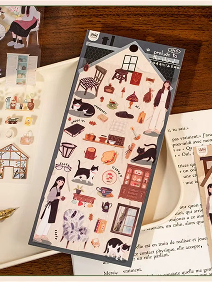 TIANZI 2 Stück kreative Charakter-PET-Aufkleber in Multicolour für DIY-Tagebuch und Handyhüllen - Bild 4