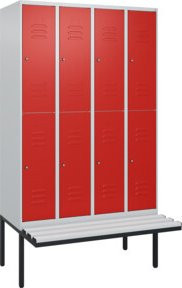 C+P Doppelstock-Spind Classic PLUS Sitzbank mit 4 Abteilen und Zylinderschloss, B/T/H: 212,0 x 120,0 x 81,5 cm - Bild 1