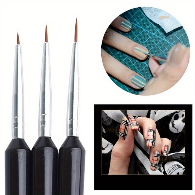 6 Stück ultrafeine Zeichenstifte für Nagelkunst und DIY-Kunsthandwerk in 3 verschiedenen Größen, Schwarz - Bild 1