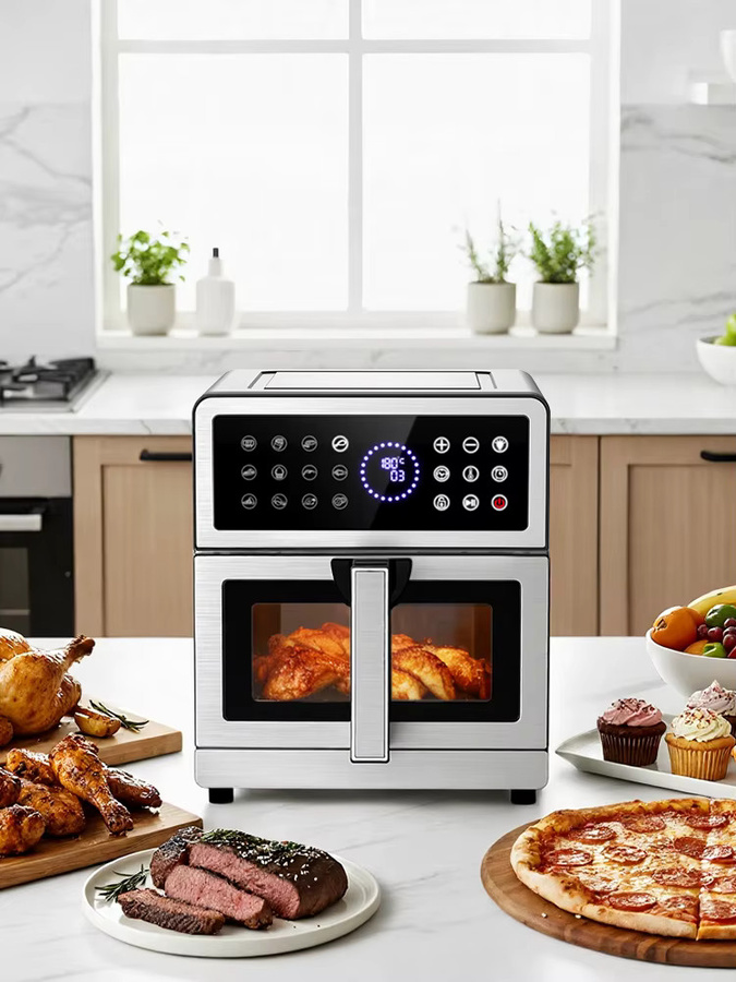 EMPHSISM Heißluftfritteuse mit 8L Fassungsvermögen, 2150 W, Silber, Metallgehäuse mit Sichtfenster und 12 Programmen - Bild 7