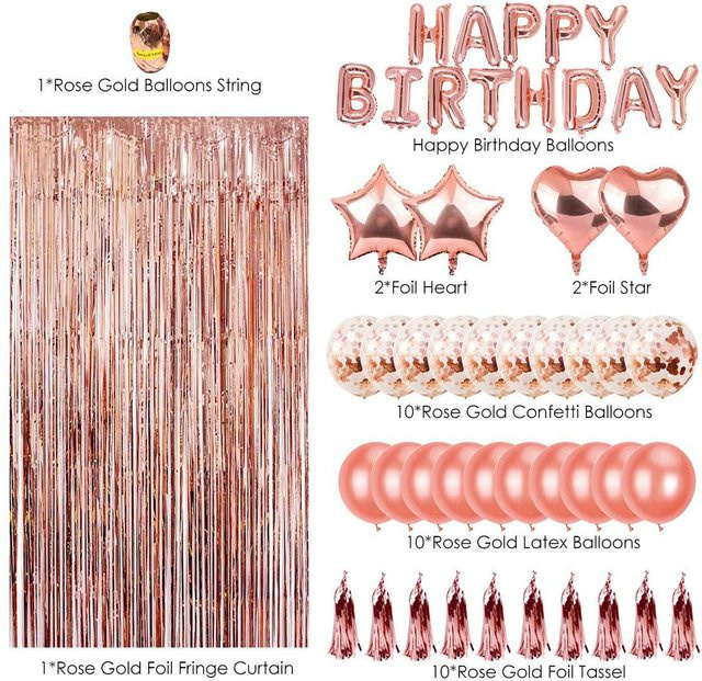 Rose Gold Konfetti Herz Ballon aus Folie in Pink für Geburtstag, Hochzeit und Baby Shower von ABXMAS - Bild 1