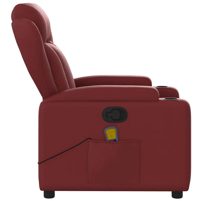 Vidaxl Klappbarer Massagesessel Relaxsessel in Weinrot mit Kunstlederbezug im modernen Design - Bild 2
