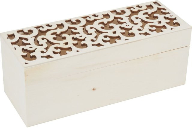VBS Holzschachtel Ornament-Schnörkel aus Sperrholz in Beige, B/T/H: 7,5 x 7,5 x 2,0 cm - Bild 1