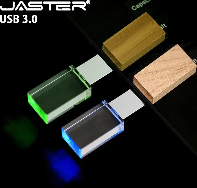 JASTER USB 3.0 Kristall-Stick mit LED-Beleuchtung, 128 GB, Rot - Bild 1