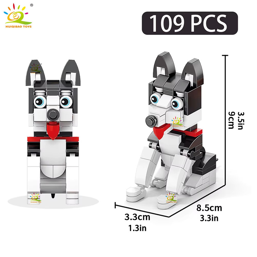 HUIQIBAO Hund Serie Micro Baustein Animal Corgi Husky Bulldog, Spielzeug - Bild 2