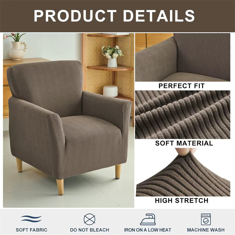 WANERQU Jacquard Stretch Sesselbezug in einfarbigem Design für Armlehnstühle und Sofas - Bild 2
