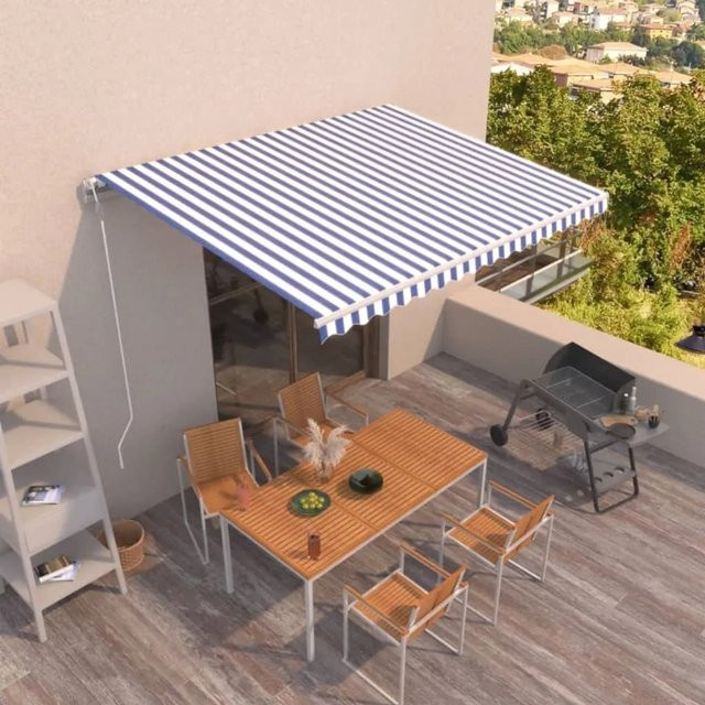 Automatisches Markisen-Set furnicato in Blau und Weiß, B: 400 cm, H: 350 cm - Bild 1