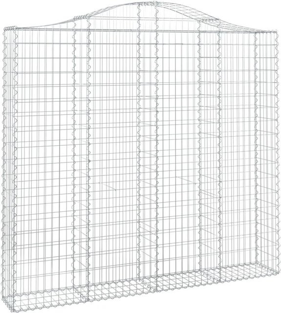vidaXL Gabione mit Hochbogen aus verzinktem Eisen in Silber, B/T/H: 200 x 30 x 180/200 cm - Bild 1