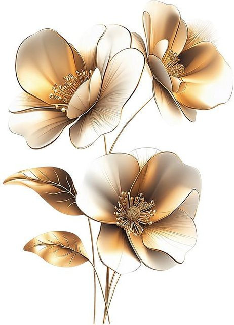Selbstklebender MIU-C Wandaufkleber mit goldenem Blumenmuster für Wohnzimmer und Schlafzimmer, B: 40 cm, H: 60 cm - Bild 1