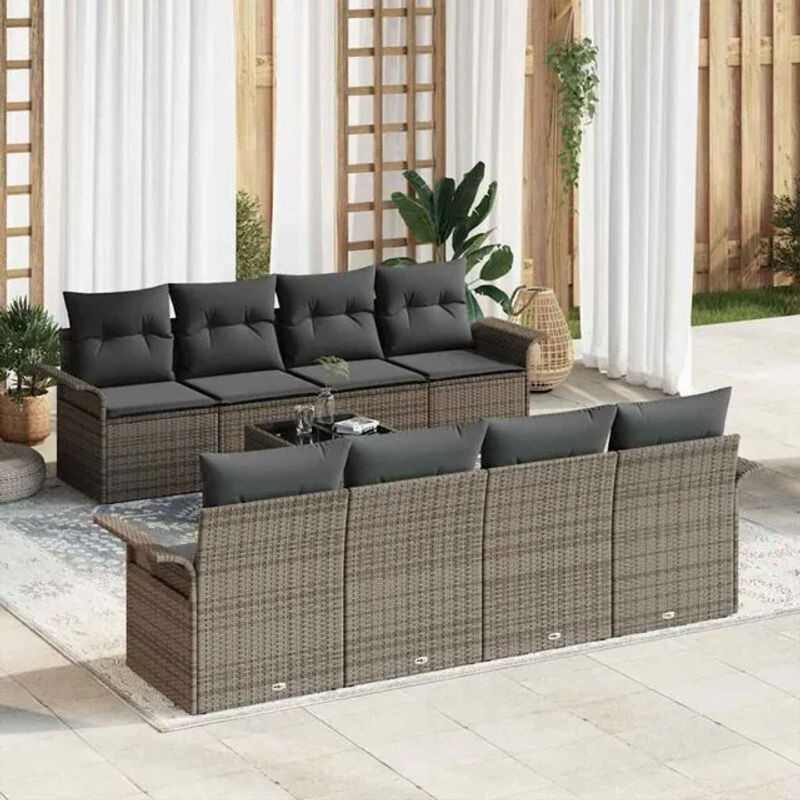 Modernes Garten Sofa Set aus Polyrattan und Polyester in Grau von vidaxl - Bild 1
