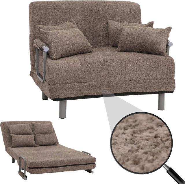 Schlafsessel MCW-K29 als Schlafsofa und Gästebett aus Stoff Bouclé in Hellbraun mit Liegefläche B: 100 cm, L: 190 cm - Bild 1