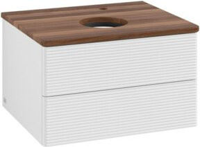 V&B Waschtischunterschrank Antao mit Frontstruktur und Beleuchtung, Farbe: Weiß, B/T/H: 60 x 36 x 50 cm - Bild 1