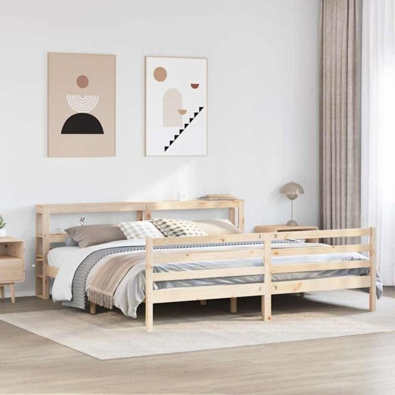 Massivholzbett Vidaxl aus Kiefer in Braun, Skandinavischer Stil, B/T: 200 x 200 cm - Bild 1