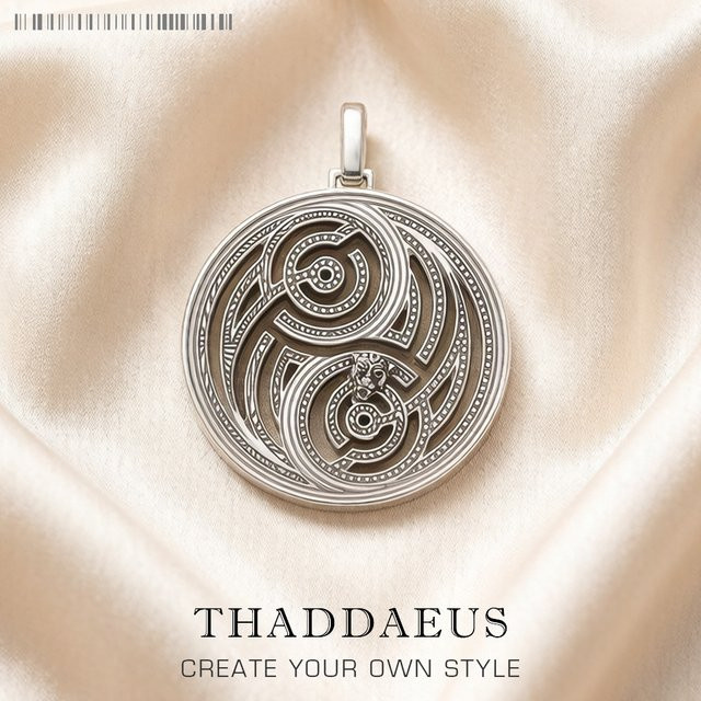 Thaddaeus Panther Maze Runder Anhänger, 925 Silber, Unisex - Bild 1