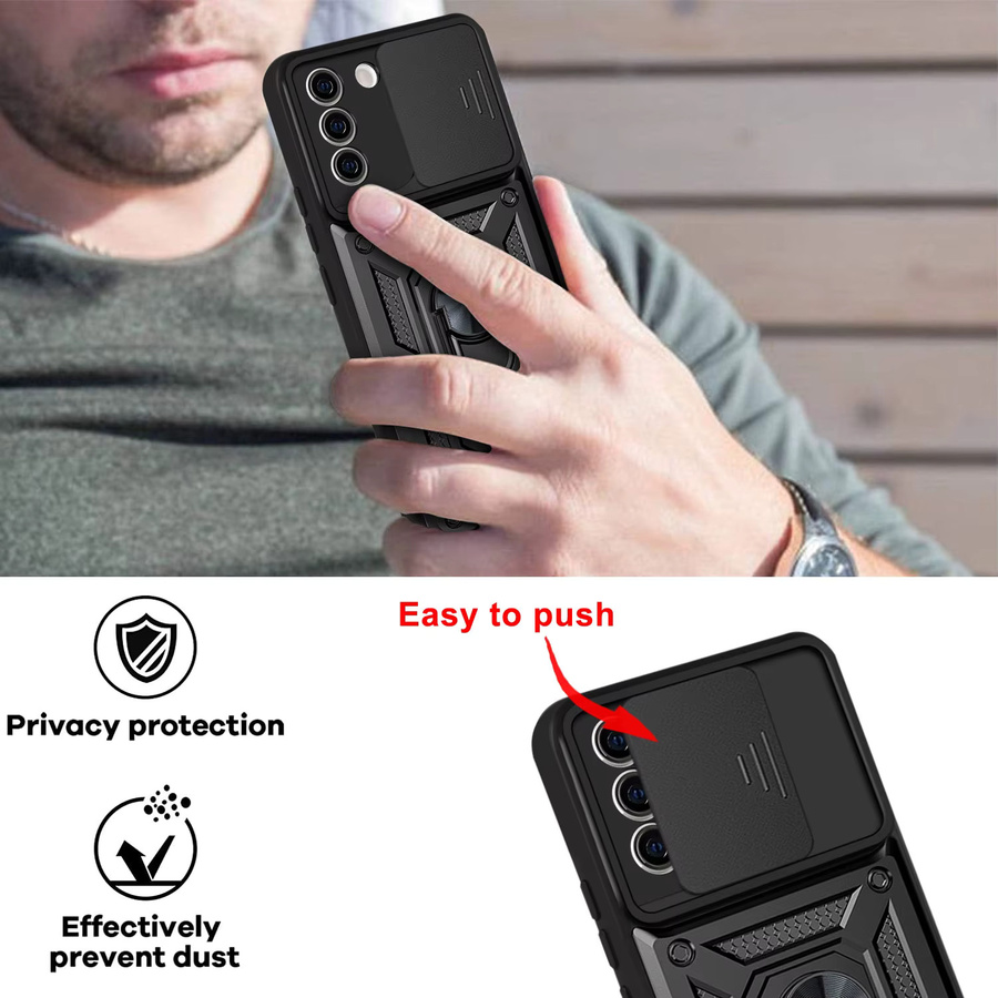 Stoßfeste Cover Armor Schutzhülle für Samsung Galaxy S21 mit magnetischem Ringständer in Schwarz oder Silber - Bild 6