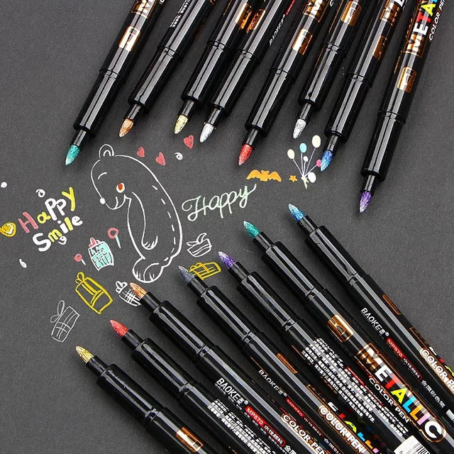 8 Metallic Marker Stifte in Multicolour für Keramik und Stoff mit feiner Spitze und permanenter Tinte - Bild 1