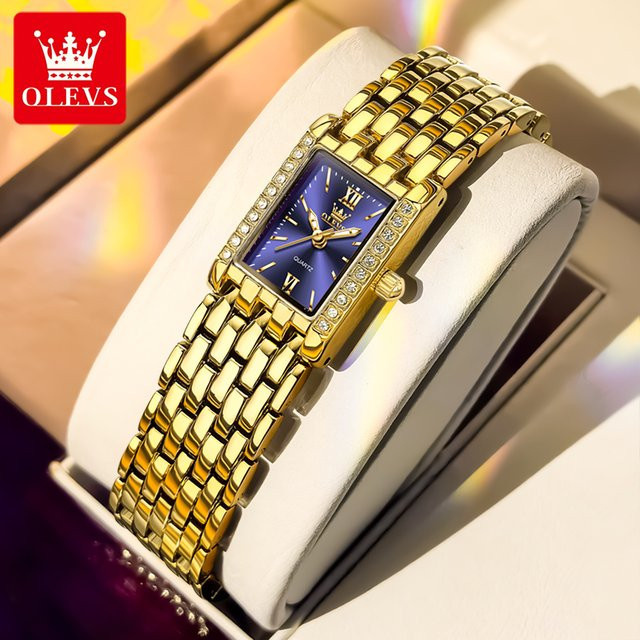 OLEVS Armbanduhr, Quarz, Edelstahl, eckig, Diamantbesetzt, Damen - Bild 1