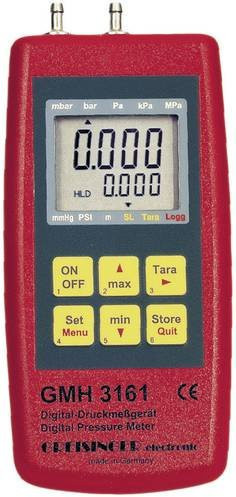 Greisinger GMH 3161-13 Druckmessgerät für Luftdruck in Rot, Messbereich -0,1 bis 2 bar, geeignet für nicht aggressive und korrosive Gase - Bild 1