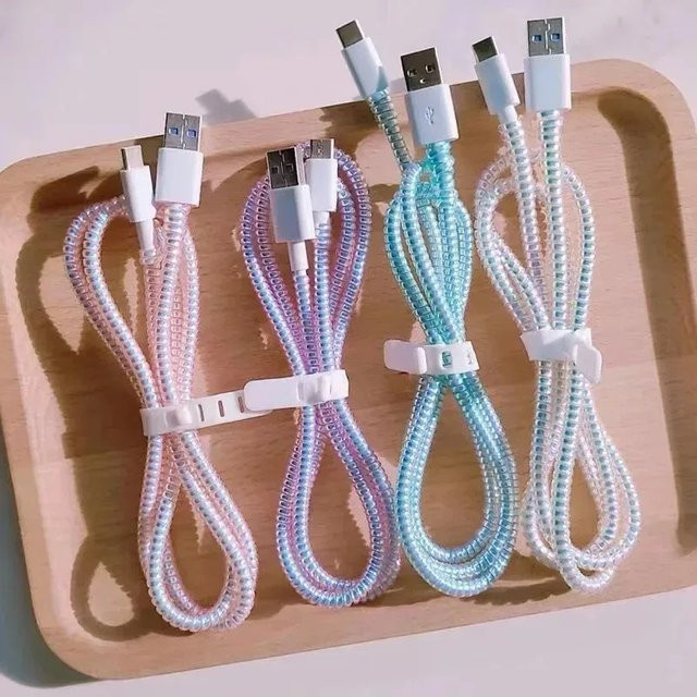 USB-Ladekabel-Schutz als Kabelschutz-Spirale und Kabelorganizer für Zuhause und Büro in Grün und Multicolour - Bild 1