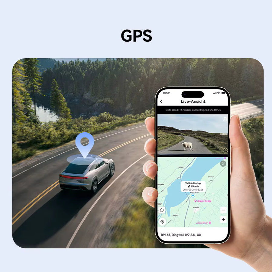 DDPAI Z50 Pro Dashcam 4K UHD Auto-Videorekorder mit 3-Zoll-IPS-Bildschirm, 5GHz WLAN, GPS, ADAS und 24-Stunden-Parküberwachung, Front- und Heckkamera, Schwarz - Bild 4