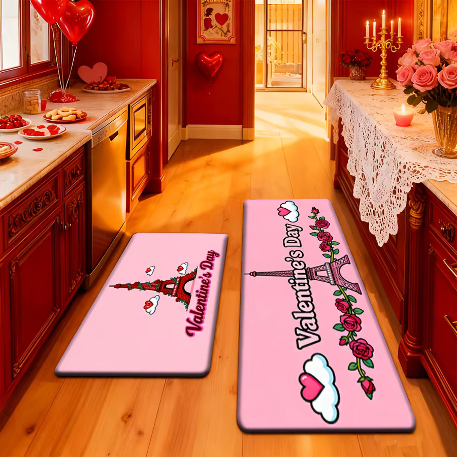 VIKAMA Teppich in Rosa mit floralem Design für Wohnzimmer, Schlafzimmer oder Küche - Bild 5