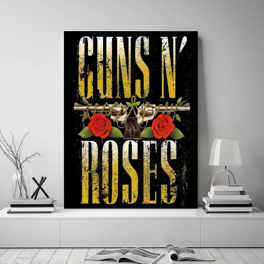 G-GUNS N R-ROSES Retro Band-Poster-Aufkleber mit floralem Design in Multicolour, Rechteckig, Breite: 25,0 cm, Höhe: 35,0 cm - Bild 6