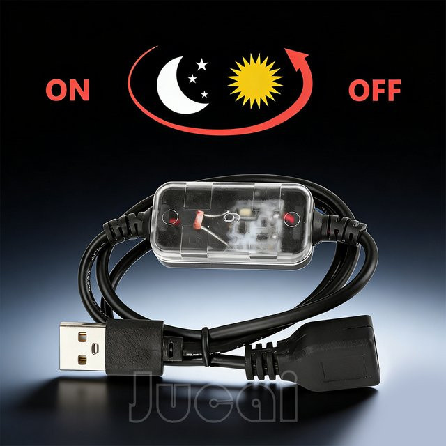 Automatischer USB/DC Lichtsensorschalter mit Fotozelle für Straßenlaternen, DC 12 V / 24 V, 5 A, aus Kunststoff - Bild 1