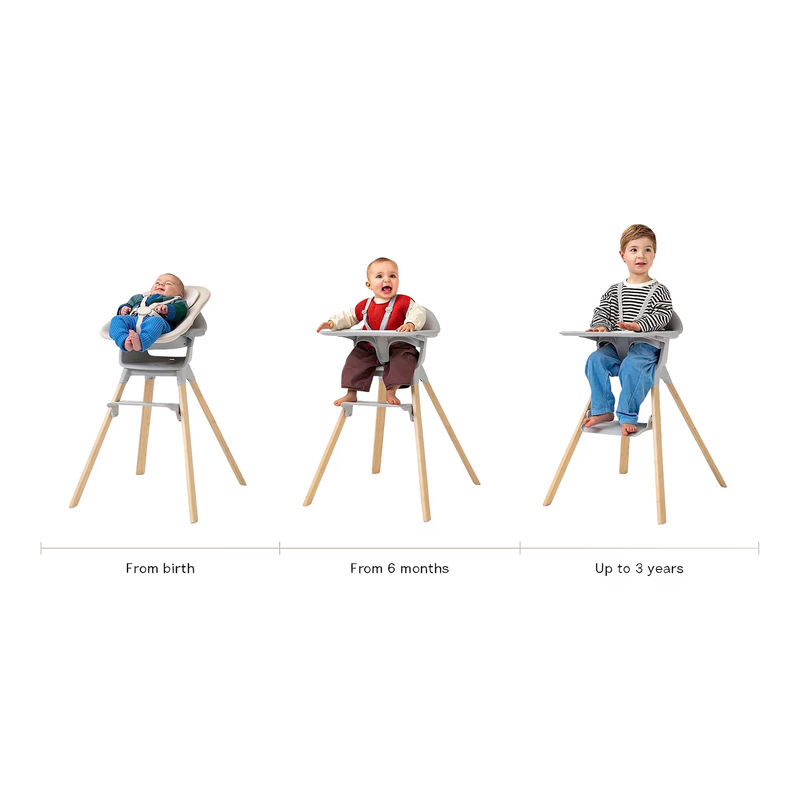 Stokke Clikk Hochstuhl in Schwarz mit Bambus-Elementen und 5-Punkt-Gurt für Babys - Bild 2