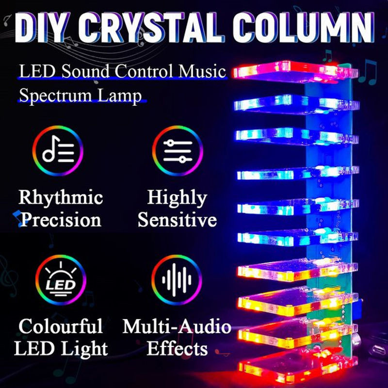 UICPAL DIY LED Musik Spektrum Audio Display Kit mit Kristallspalte und LM358 LM339 Chips, mehrfarbig - Bild 1