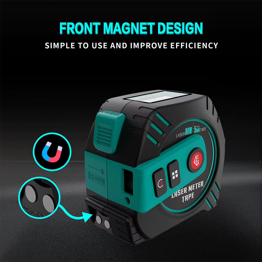 2-in-1 wiederaufladbarer Laser-Entfernungsmesser mit 80m Reichweite und 5m Maßband, grüner Laser-Entfernungsmesser mit LCD-Display und Magnet - Bild 2