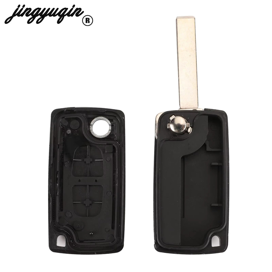 Jingyuqin Fernbedienung Autoschlüssel 433 MHz PCF7941 in Schwarz passend für Citroen C2 C3 C4 C5 Berlingo Picasso ID46 CE0523 ASK 2 Tasten VA2 Blabe - Bild 3