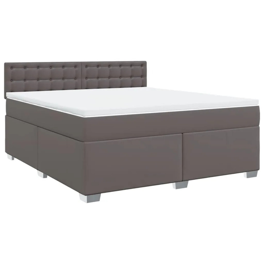 vidaXL Boxspringbett mit Matratze in Grau aus Kunstleder mit Taschenfederkern B/T: 180 x 200 cm - Bild 2