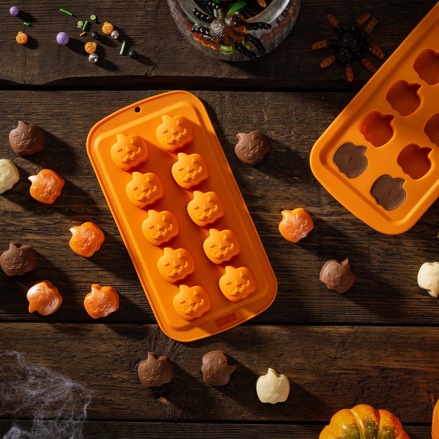 Zenker Happy Halloween Schokoform und Eiswürfelformer Mini-Kürbis aus Silikon in Orange - Bild 2