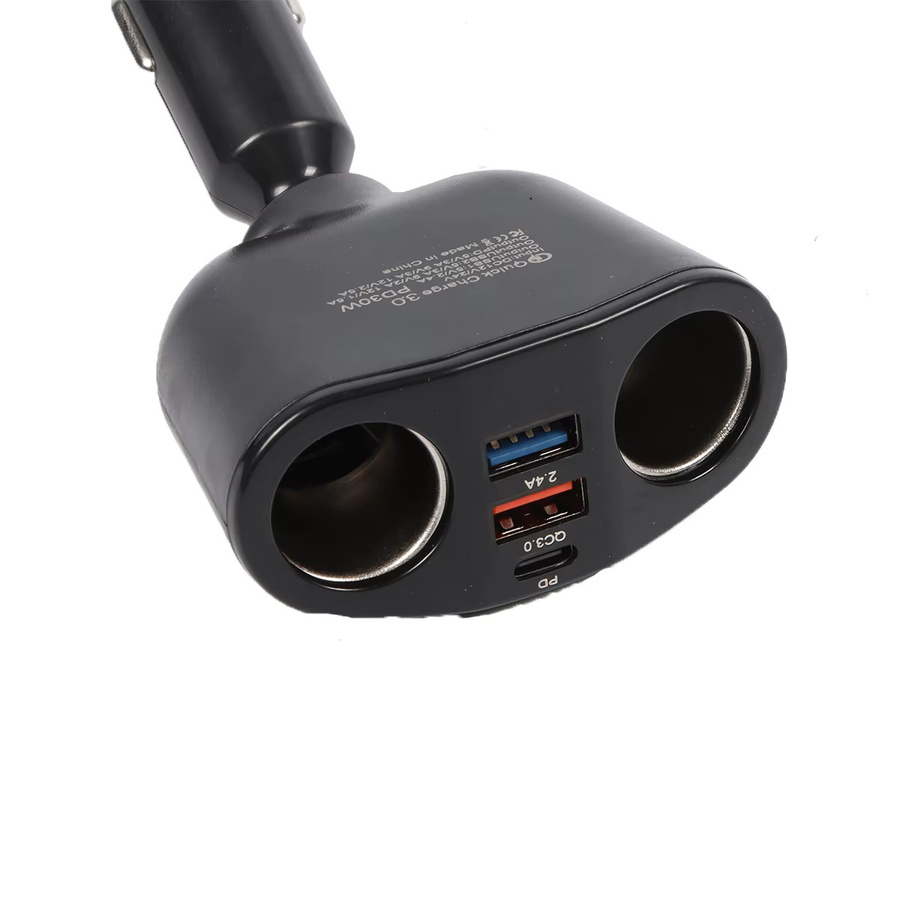 Outlet 12V Dual PD USB Auto Ladegerät mit 120W Leistung, Zigarettenanzünder Splitter und USB-C Anschluss, Schwarz - Bild 5