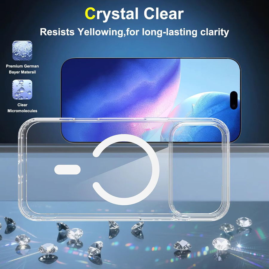 Transparente magnetische Schutzhülle für Apple iPhone 17 Pro Max, iPhone 17 Pro, iPhone 17 und iPhone 17 Air inklusive 2 Sichtschutz-Displayschutzfolien, stoßfest und nicht vergilbend - Bild 4