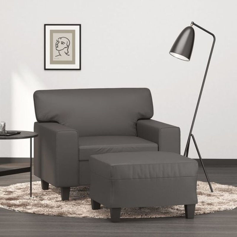 Modernes Relaxsessels Set von vidaxl in Grau aus Kunstleder mit Metallgestell - Bild 1