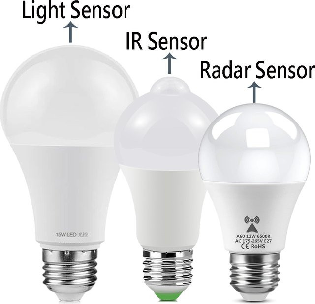 Lcamaw LED-Leuchtmittel mit PIR-Bewegungsmelder und Lichtsensor, E27, Weiß - Bild 1