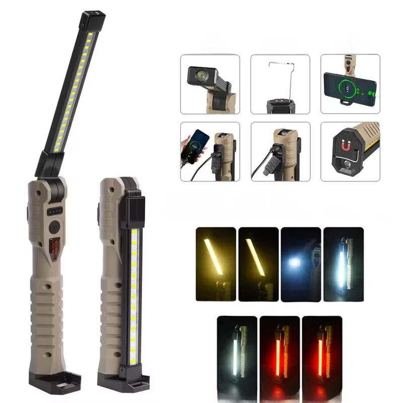XIWANGFIRE USB wiederaufladbare faltbare LED-Taschenlampe in Schwarz mit magnetischem Haken als tragbare Arbeitsleuchte und Camping-Notfalllampe - Bild 7