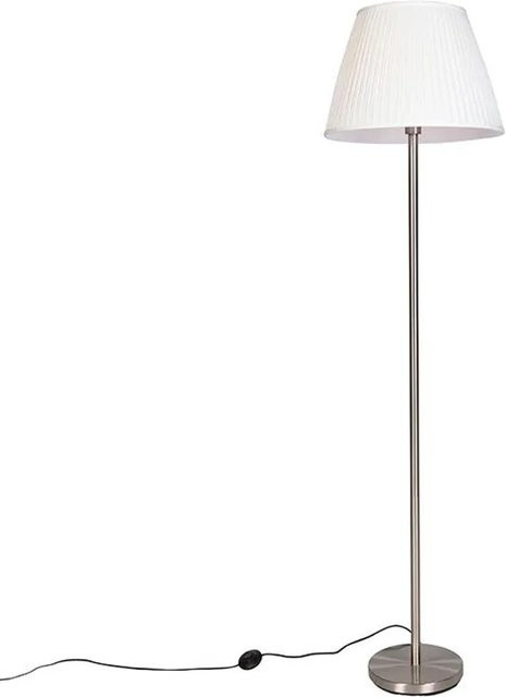 QAZQA Simplo Moderne Stehleuchte aus Stahl mit weißem Plissee-Schirm, dimmbar, Höhe: 174 cm, Durchmesser: 45 cm - Bild 1